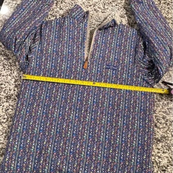 USA Palm Men Large Reversible Sherpa 1/4 Zip Pullover Jacket Gray Blue Geometric - Picture 12 of 16